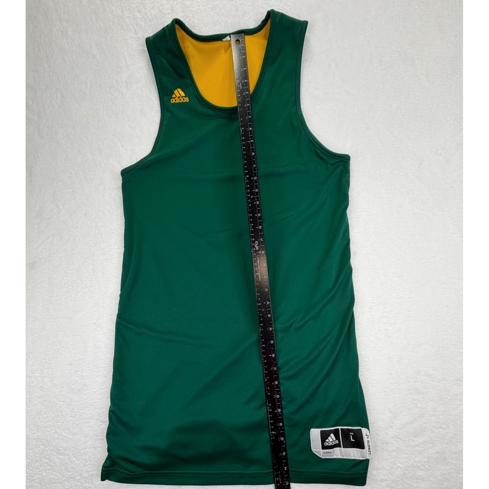 Adidas Mens Reversible Basketball Jersey Green Yellow Climalite Large Length +2 - Picture 3 of 9